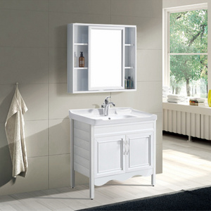 Modern Luxury White Bathroom Vanity Cabinet With Sink Floor Mounted Corner PVC Bathroom Vanities