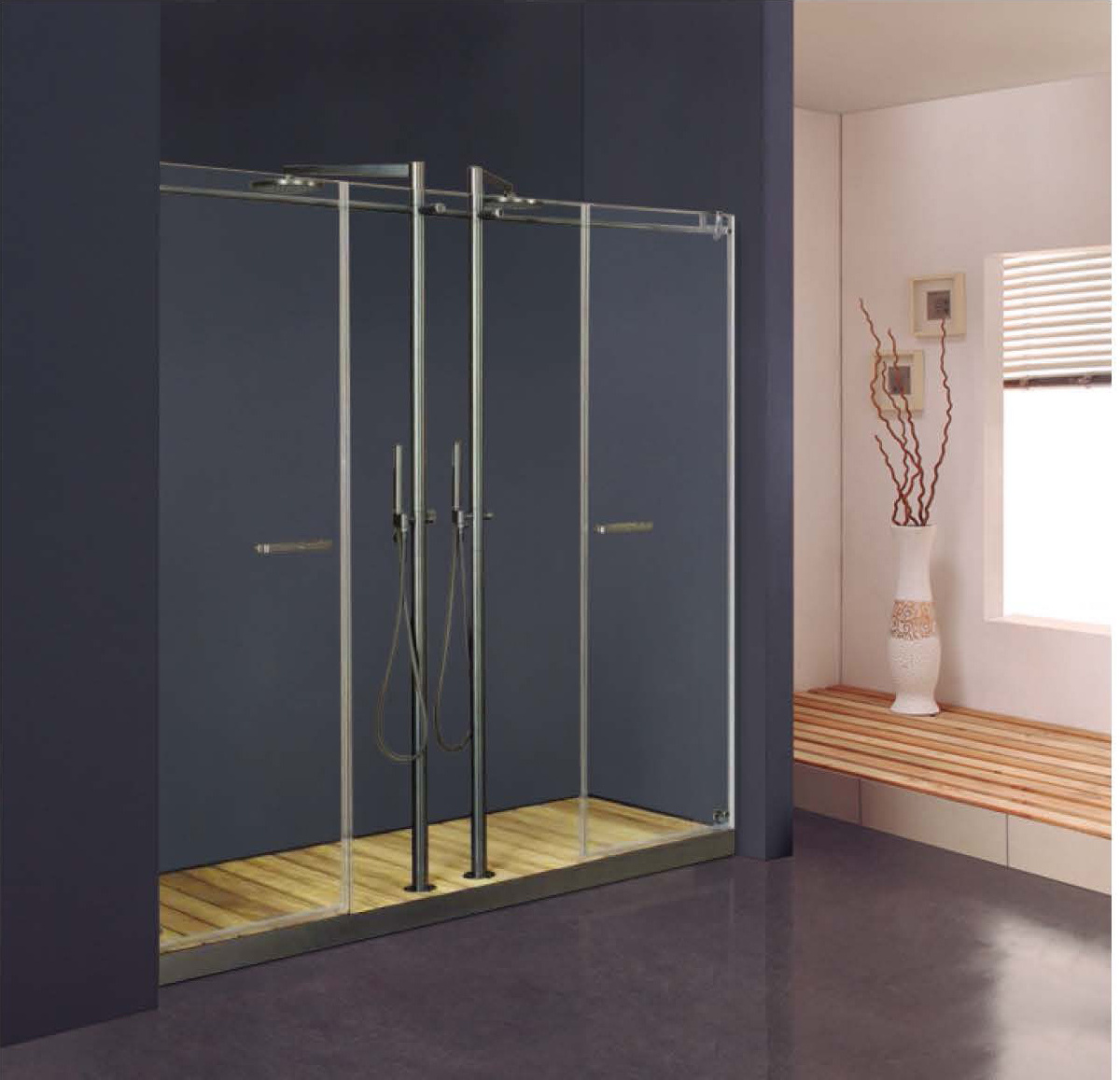 Foshan KMRY Wholesale Simple Wall To Wall Straight Tempered Glass Frameless Shower Door