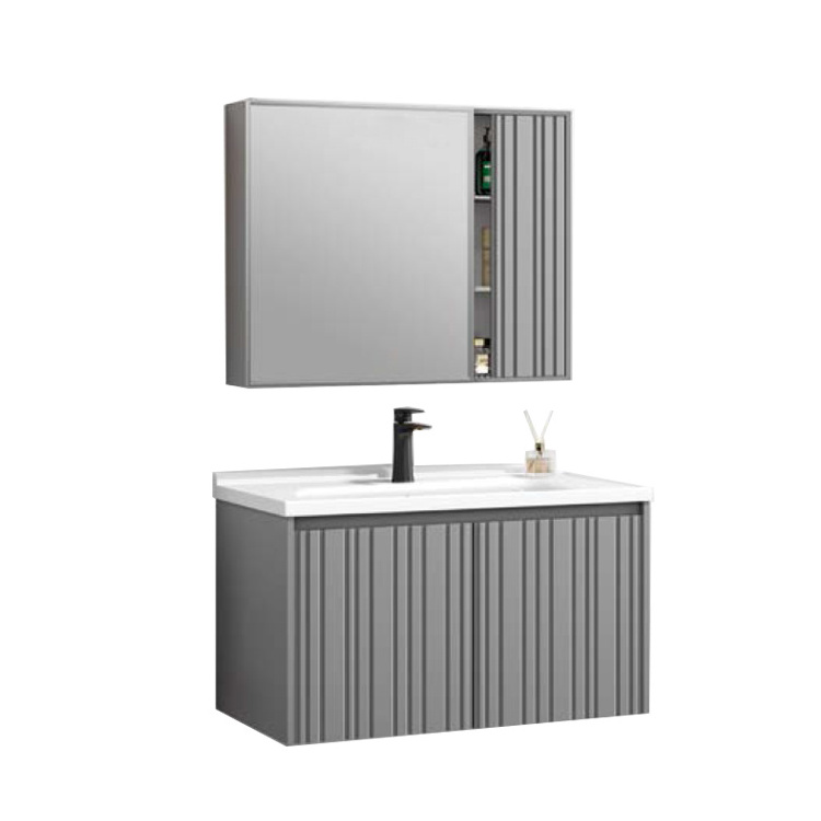 KMRY KBV-9976 Modern Hotel Bathroom Daily Products Stainless Steel Hardware Rectangle Bathroom Aluminum Floating Mirror Cabinet