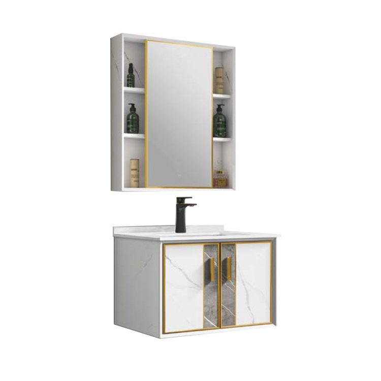 KBV-9934 Wholesale Modern Hotel Washbasin Plywood Aluminum Bathroom Vanity Sink Cabinets