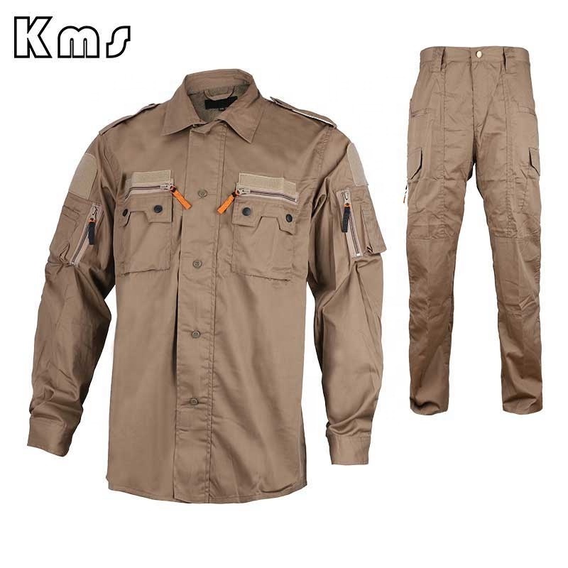 KMS Custom Wholesale Professional Outdoor Khaki Combat Clothing Tactical Uniforms for security guards Training/Hunting