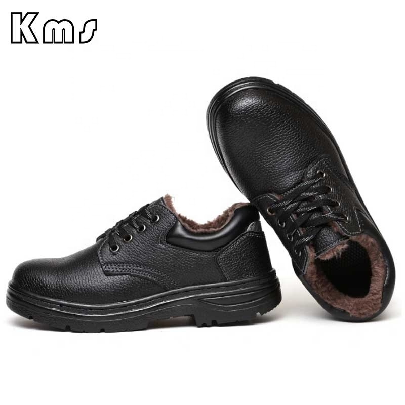 KMS Wholesale OEM Protective Casual Construction Anti Stab Winter Safety Shoes Work Boots For Men Light Weight With Fleece