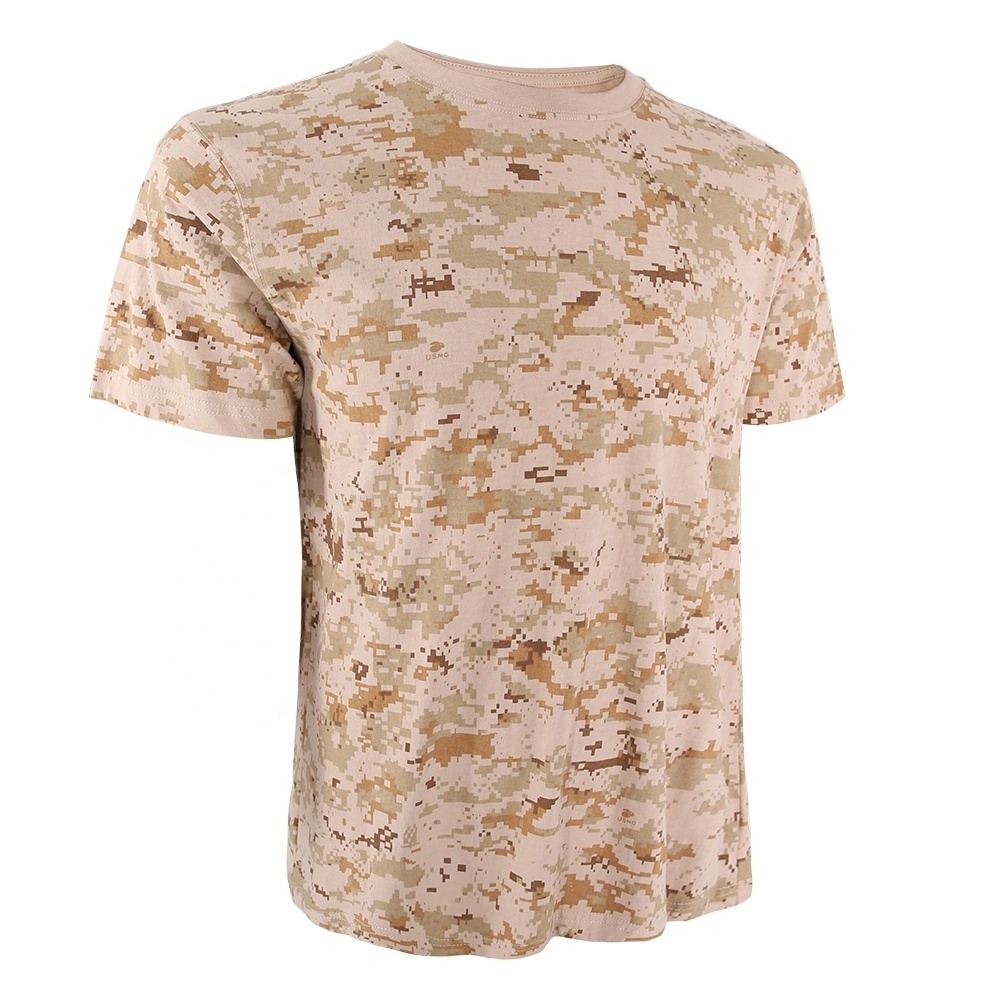 KMS Custom Men 100% Cotton Outdoor Breathable Desert Digital Camouflage Training Tactical T-shirt for Men