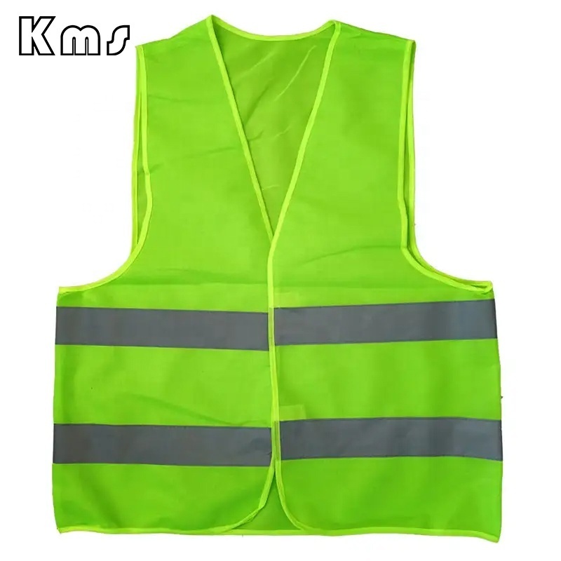 KMS Professional Wholesale Custom LOGO Outdoor Vest Polyester Mesh Yellow High Visibility Reflective Safety Vest