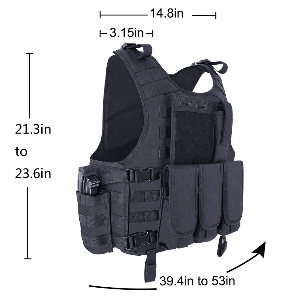 KMS Custom Black 600D Polyester Protective Security Guard Molle Armored Vest Combat Security Tactical Personal Protective Vest