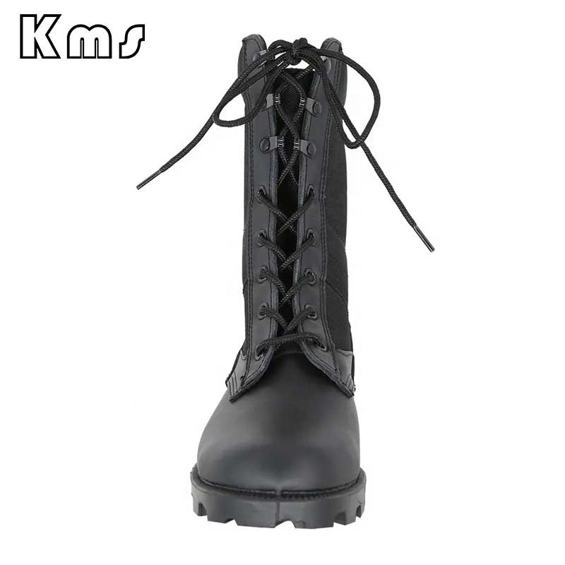 KMS Custom Wholesale Leather Oxford Safety Waterproof Outdoor Botas Bottes Tactiques Tactical Black Combat  Boots For Men