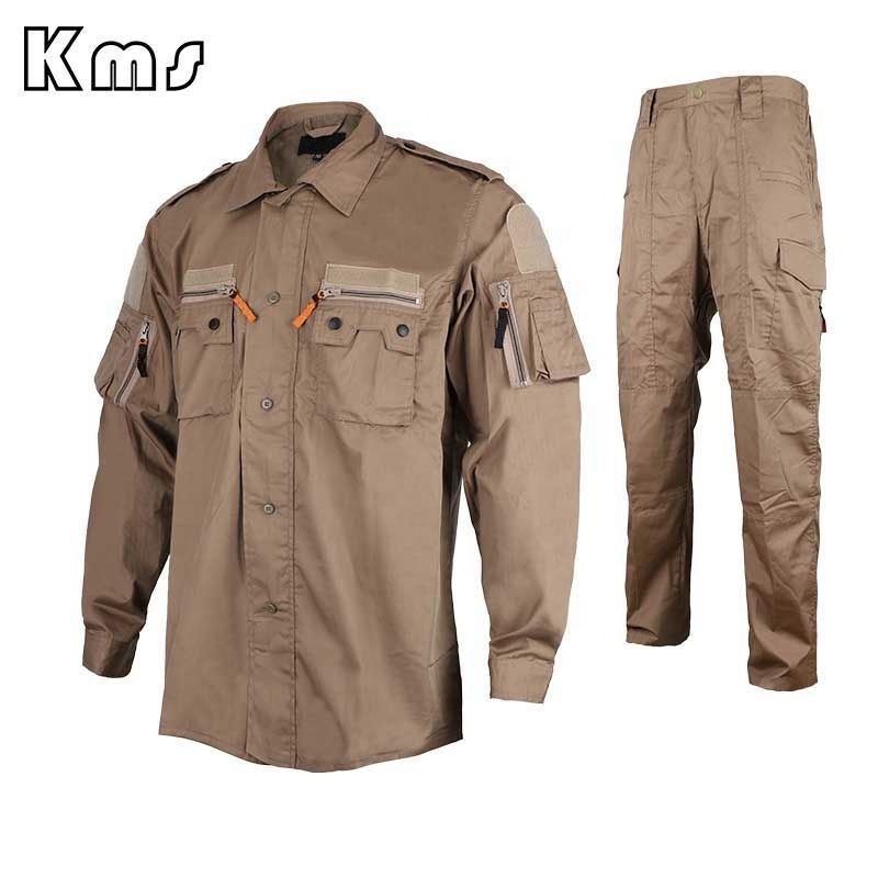 KMS Custom Wholesale Professional Outdoor Khaki Combat Clothing Tactical Uniforms for security guards Training/Hunting