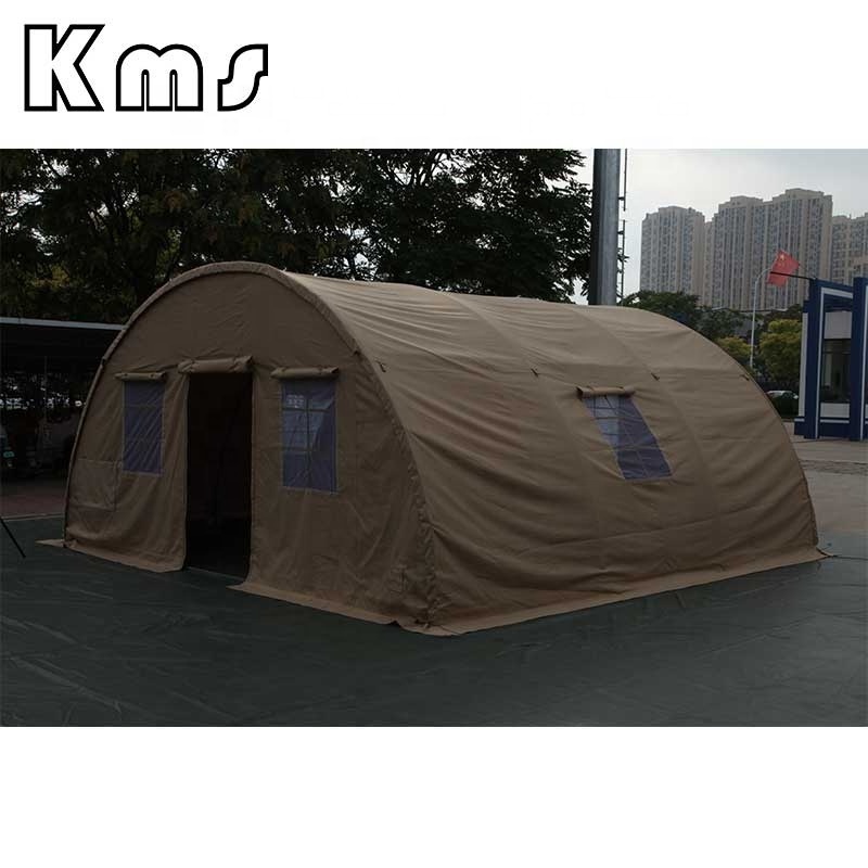 KMS Hot Sale Custom Heavy Duty Canvas Khaki Outdoor Inflatable Round Camping Tube Disaster Relief Outdoor Tent For Sale