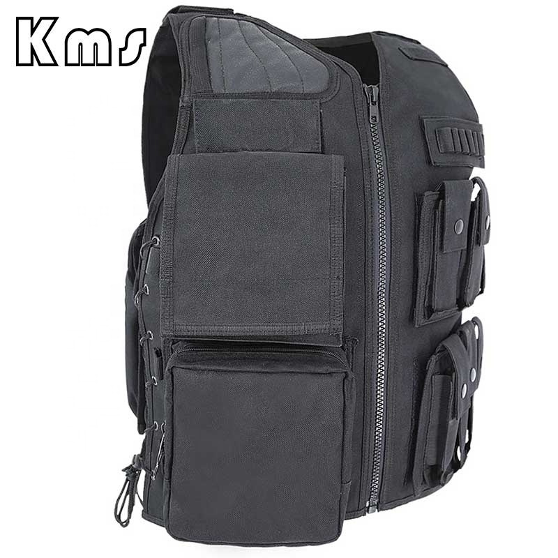 KMS Custom Wholesale Hot Sale 600D Polyester Black Assault  Equipment Tactical Vest For Law Reinforcement