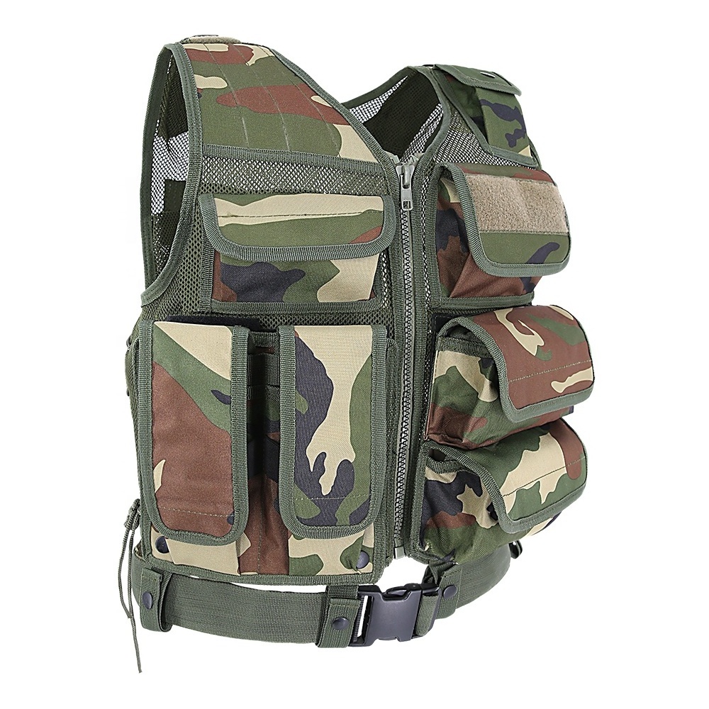 KMS Custom Wholesale Jungle Camouflage Accessories Breathable Safety Outdoor Tactical Mesh Vest for Hiking,Hunting