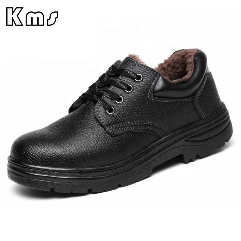 KMS Wholesale OEM Protective Casual Construction Anti Stab Winter Safety Shoes Work Boots For Men Light Weight With Fleece