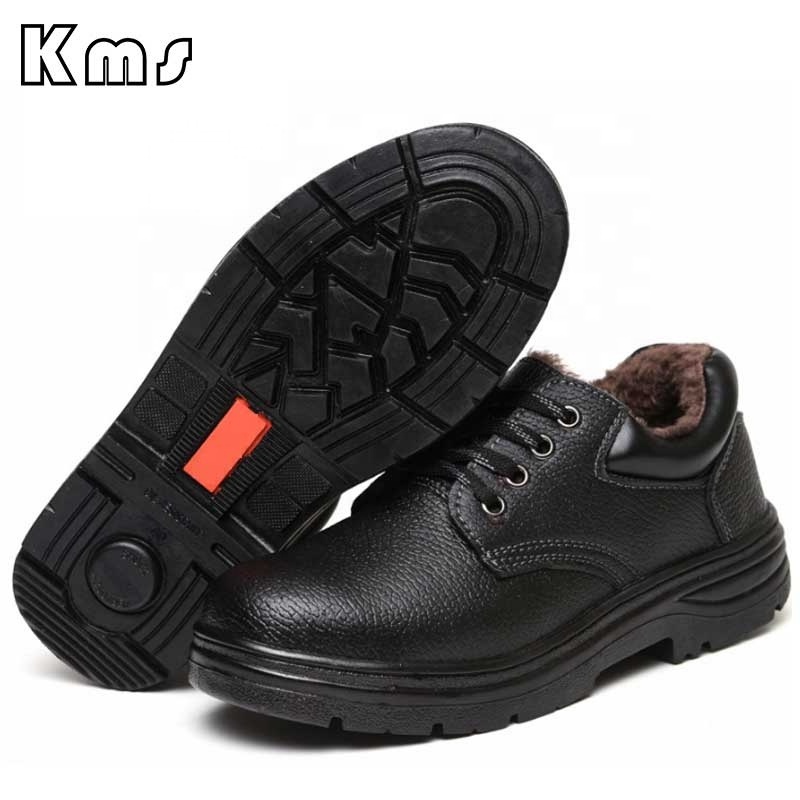 KMS Wholesale OEM Protective Casual Construction Anti Stab Winter Safety Shoes Work Boots For Men Light Weight With Fleece