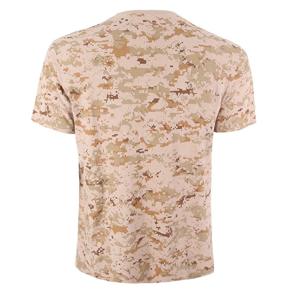 KMS Custom Men 100% Cotton Outdoor Breathable Desert Digital Camouflage Training Tactical T-shirt for Men