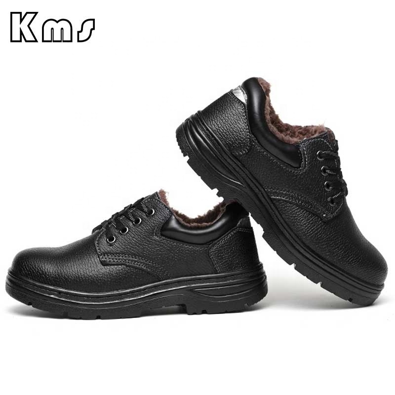 KMS Wholesale OEM Protective Casual Construction Anti Stab Winter Safety Shoes Work Boots For Men Light Weight With Fleece