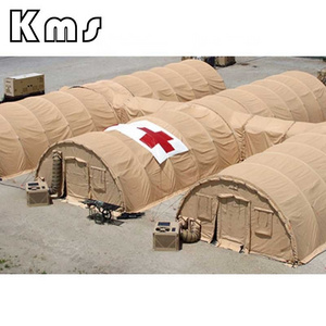 KMS Hot Sale Custom Heavy Duty Canvas Khaki Outdoor Inflatable Round Camping Tube Disaster Relief Outdoor Tent For Sale