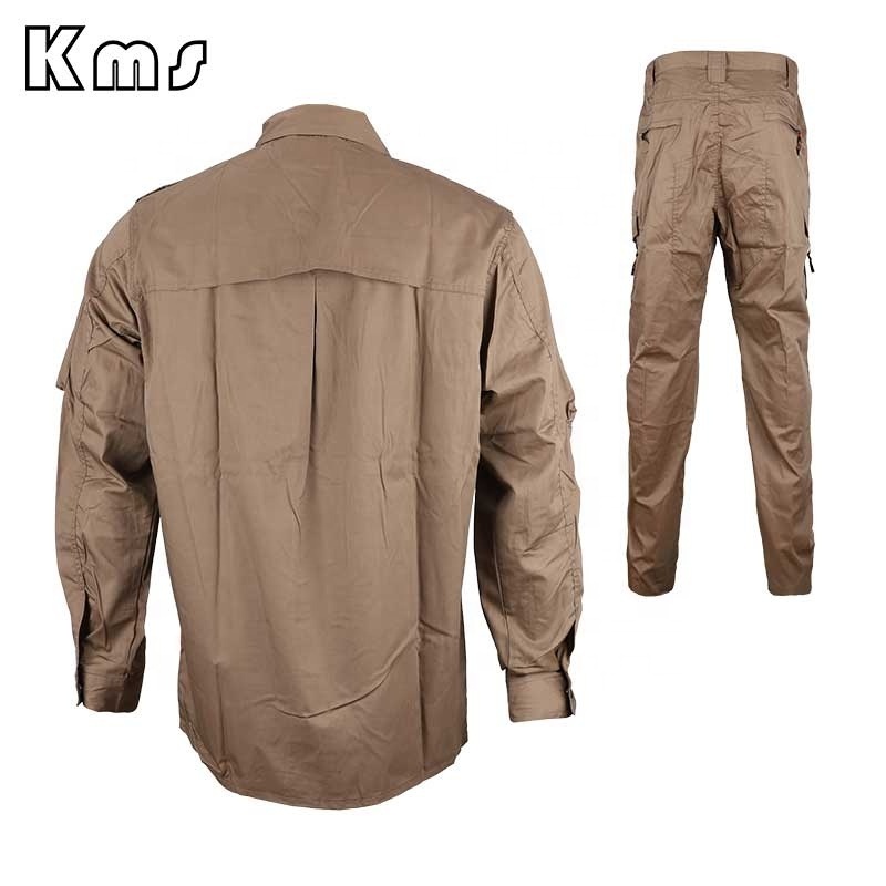 KMS Custom Wholesale Professional Outdoor Khaki Combat Clothing Tactical Uniforms for security guards Training/Hunting