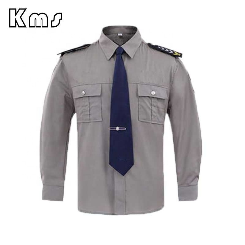 KMS OEM Service Wholesale Gray Unisex Work Wear Breathable Strength Patch Guard Patrol Full Security Guard Uniform Clothing