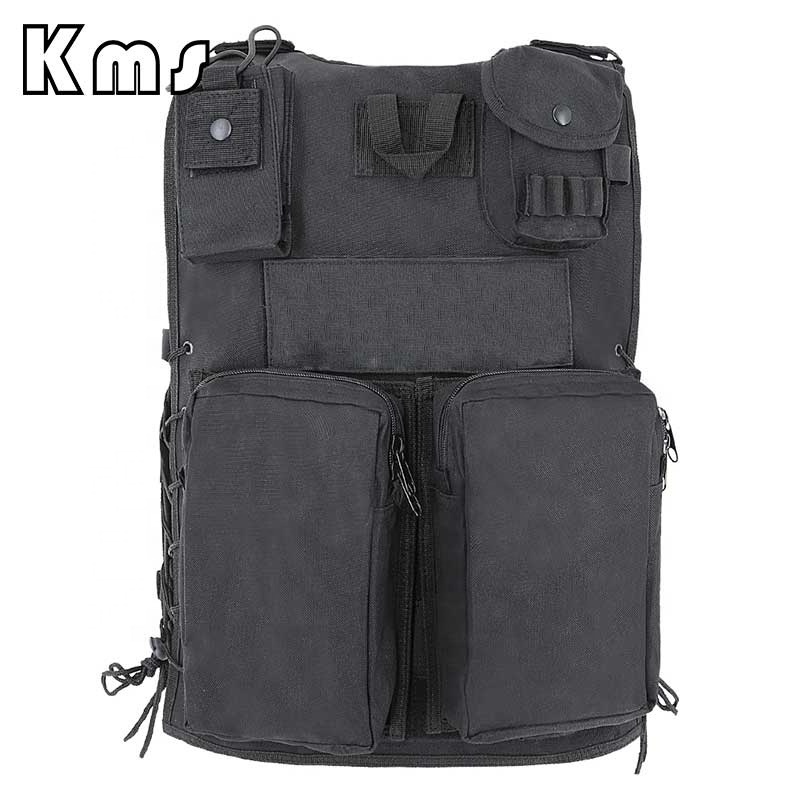 KMS Custom Wholesale Hot Sale 600D Polyester Black Assault  Equipment Tactical Vest For Law Reinforcement