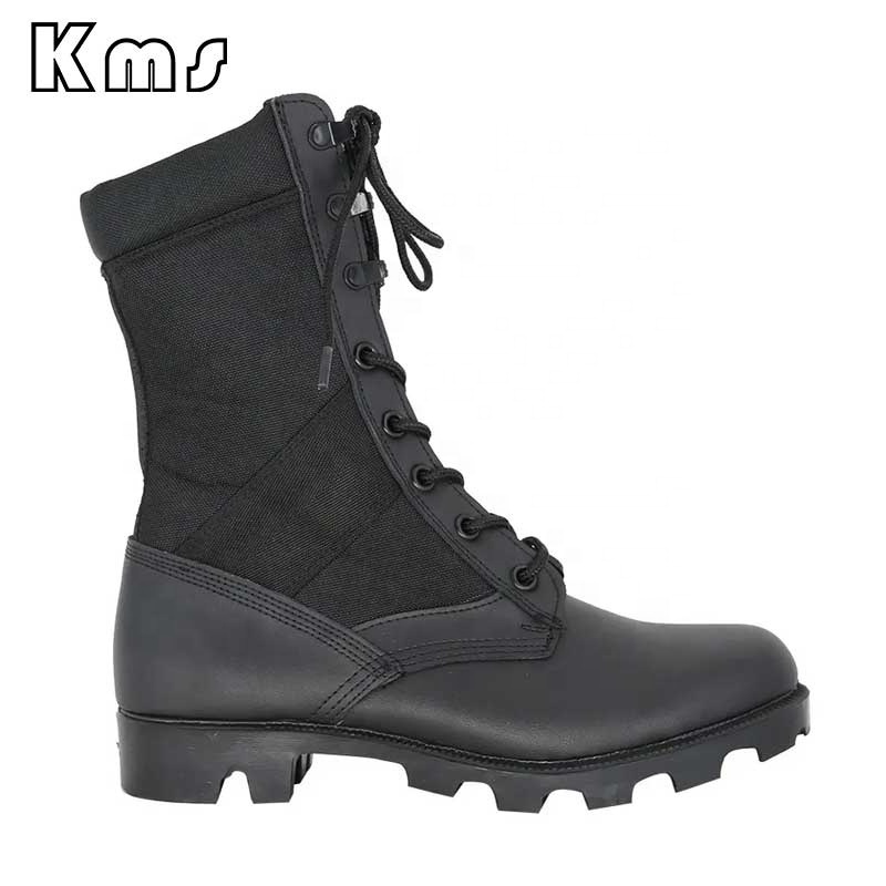 KMS Custom Wholesale Leather Oxford Safety Waterproof Outdoor Botas Bottes Tactiques Tactical Black Combat  Boots For Men