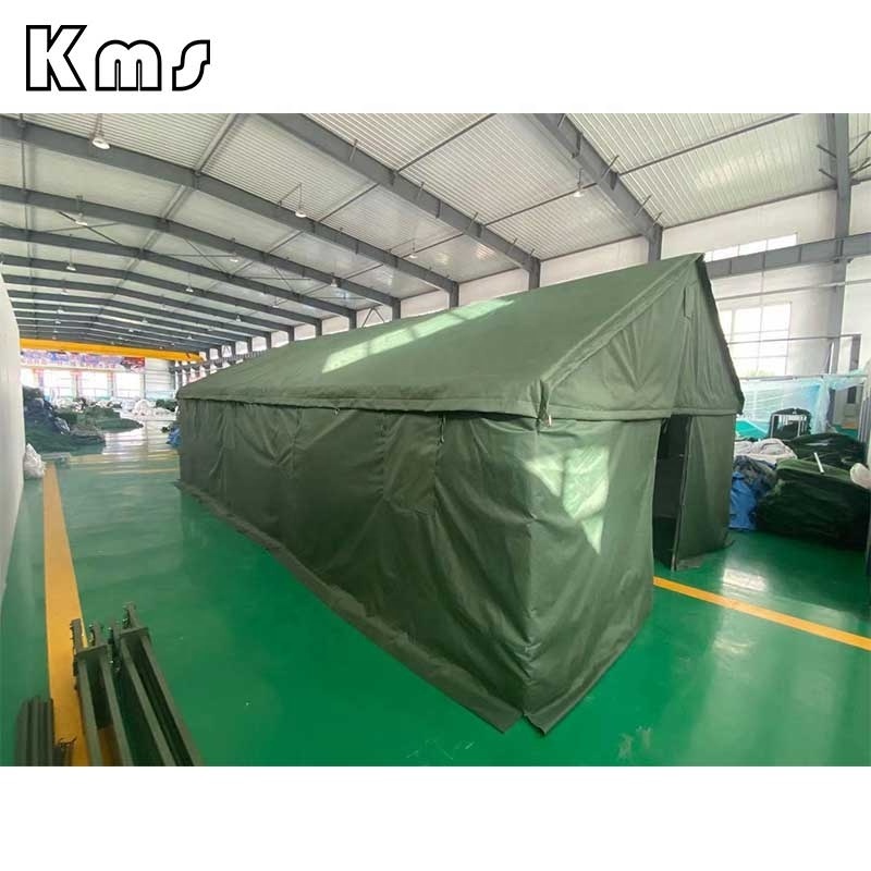 KMS 8x4.5m Olive Green Frame Structure Metal Poles Triple Layers Tear Resistance Large Capacity Outdoor Camping  Tent