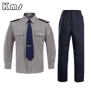 KMS OEM Service Wholesale Gray Unisex Work Wear Breathable Strength Patch Guard Patrol Full Security Guard Uniform Clothing