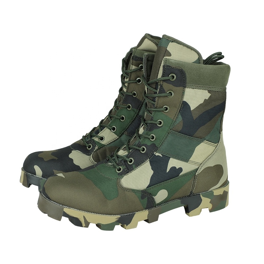 KMS Hot Sale Customize Outdoor Waterproof Woodland Camouflage Tactical Boots Leather Jungle Boots For Sale