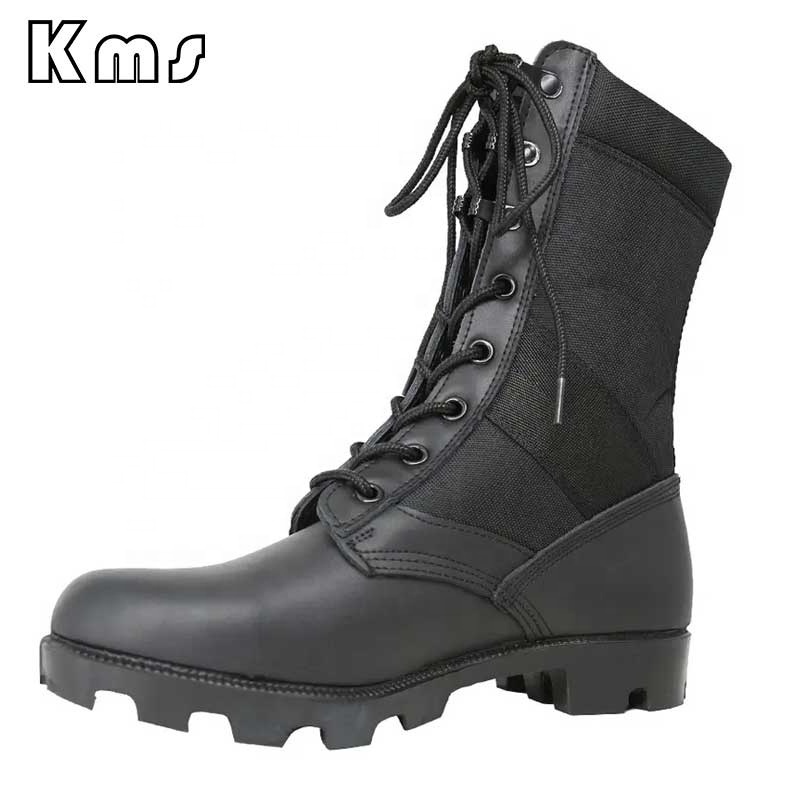 KMS Custom Wholesale Leather Oxford Safety Waterproof Outdoor Botas Bottes Tactiques Tactical Black Combat  Boots For Men