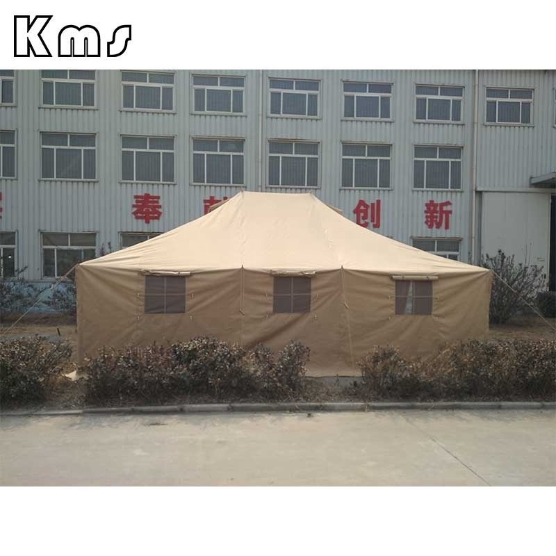 KMS Custom Professional Outdoor Khaki Canvas Used Sleeper Camping Modular Disaster Relief Tent For Sale