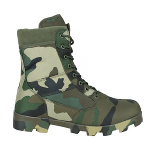 KMS Hot Sale Customize Outdoor Waterproof Woodland Camouflage Tactical Boots Leather Jungle Boots For Sale