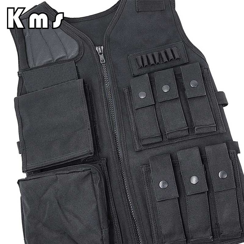 KMS Custom Wholesale Hot Sale 600D Polyester Black Assault  Equipment Tactical Vest For Law Reinforcement