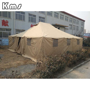 KMS Custom Professional Outdoor Khaki Canvas Used Sleeper Camping Modular Disaster Relief Tent For Sale