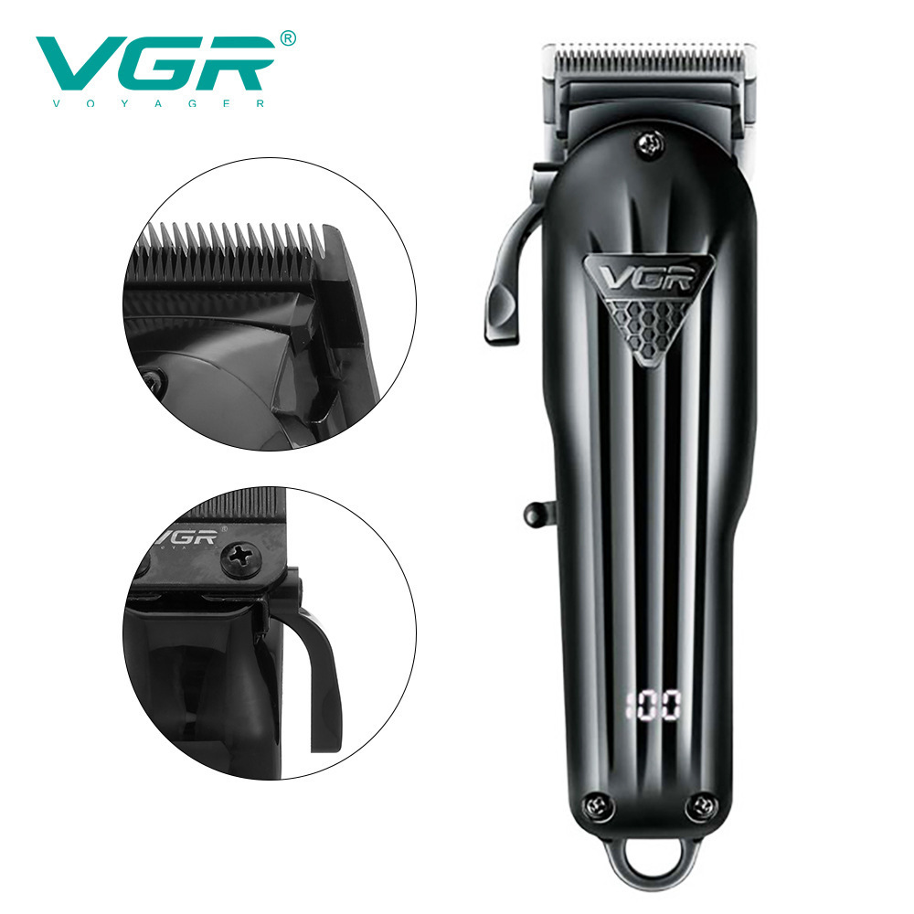 Custom VGR V-282 Professional Cordless Waterproof T-Blade Clippers For Men Barber Baldhead Beard Machines Shaver Hair Trimmer