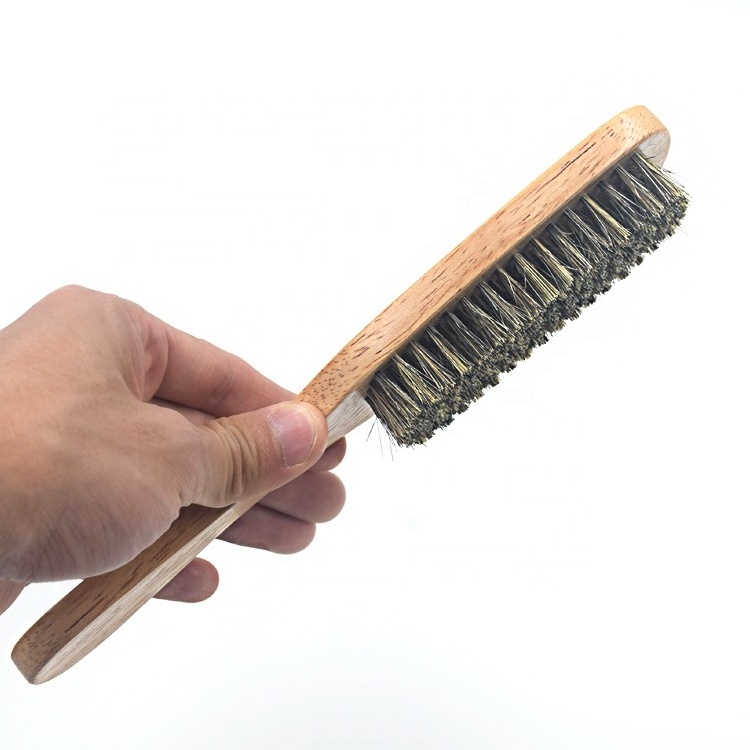 Professional barber duster brush vegan 360 Wave Palm wooden Boar Bristle cleaning beard brush