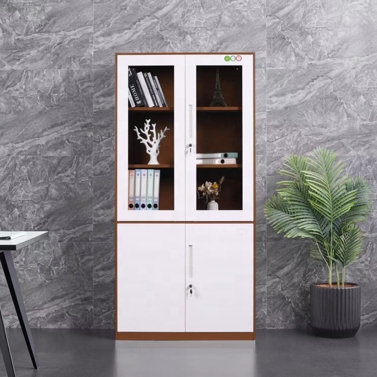 Upper Glass Lower Steel Door Five Layers Office Use Steel Filing Cabinet Modern Office Equipment Flat File Cabine with Lock