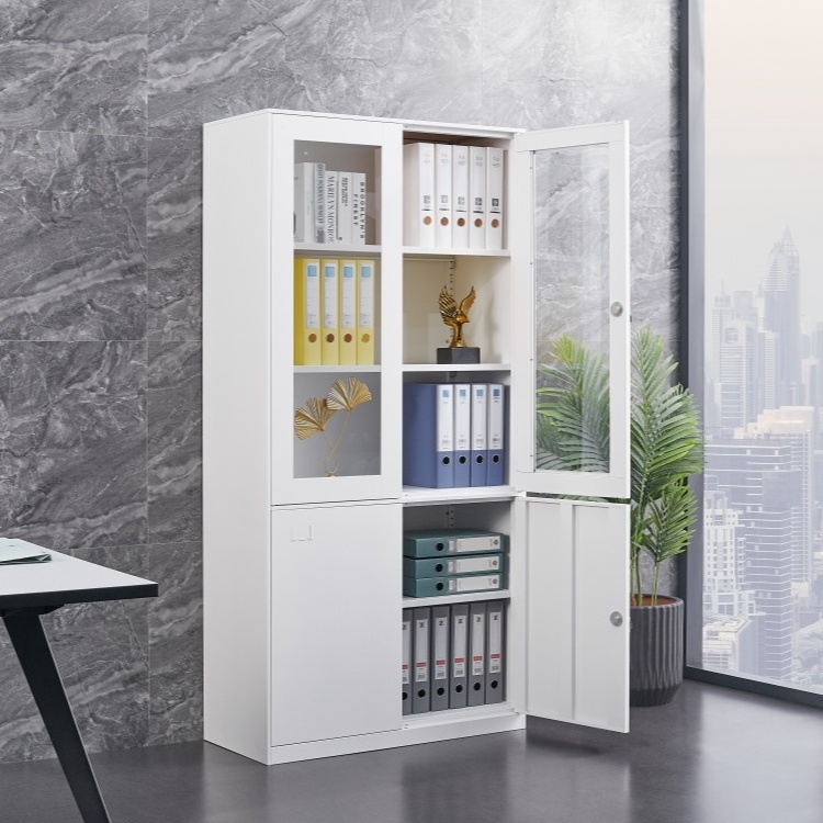 Upper Glass Lower Steel Door Five Layers Office Use Steel Filing Cabinet Modern Office Equipment Flat File Cabine with Lock