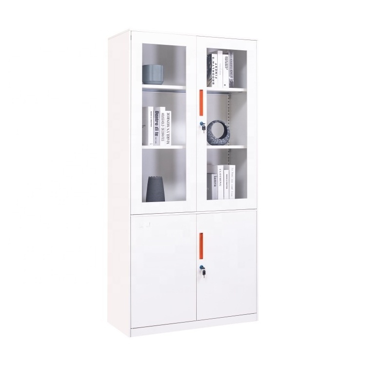 Upper Glass Lower Steel Door Five Layers Office Use Steel Filing Cabinet Modern Office Equipment Flat File Cabine with Lock