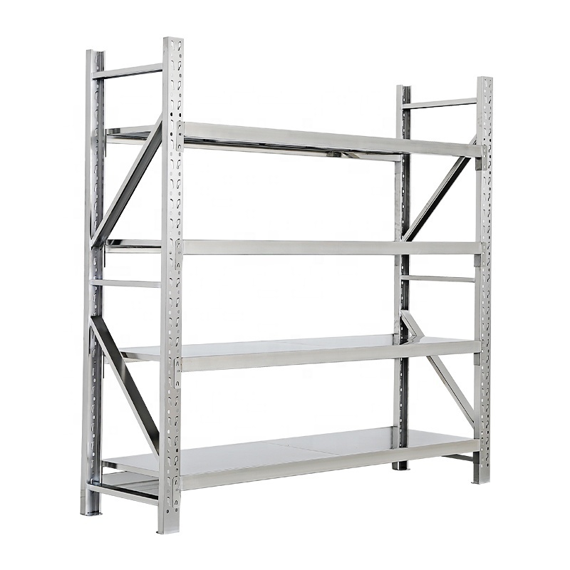 4 Layer Kitchen Organizer Corner Metal  304 Stainless Steel Shelves Heavy Duty Storage Rack Shelving with Wheel