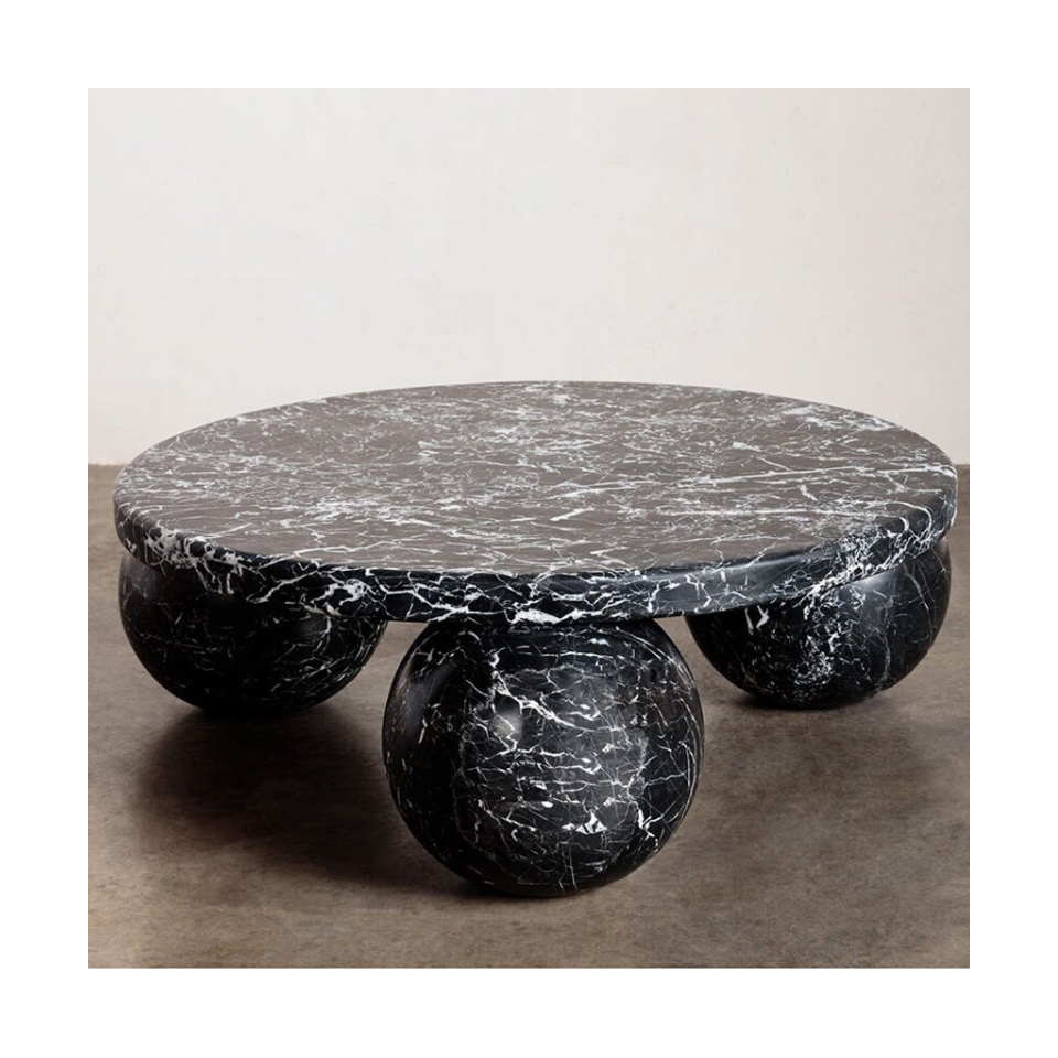 3 Color Nordic Natural Stone Furniture 3 Balls Set Round Sphere Beige Travertine Marble Ball Coffee Table Modern