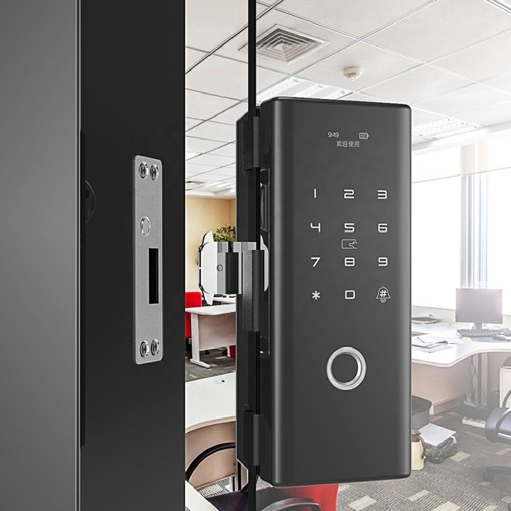 Office glass fingerprint lock single and double door brush card smart password push-pull door lock