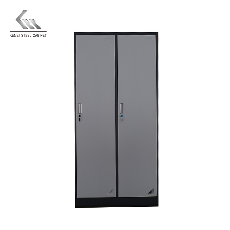 Modern clothing cupboard 2 Door Metal Steel Shape Wardrobe Cabinet With Mirror And Key Locker