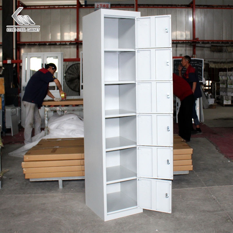 6 Door Steel Storage Worker Locker Cabinet Metal Clothes Locker Stainless Steel 6 Tiers Locker