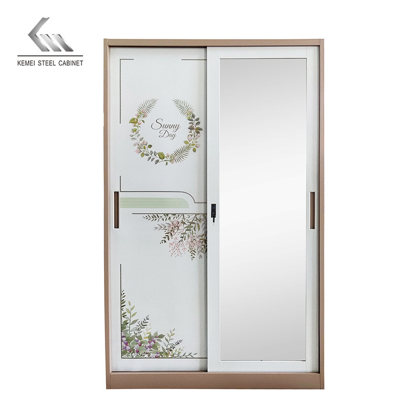 Steel Almirah Designs Image Schranks Cupboard New Fashion Cheap Price Almari Children Metal Bedroom Furniture Wardrobe Key Lock