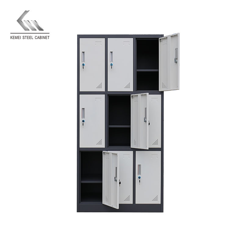 Hot Sale Sports Gym School 9 Doors Storage Locker Garage Organizer Steel Cabinet Lockers Metal Closet Worker Locker