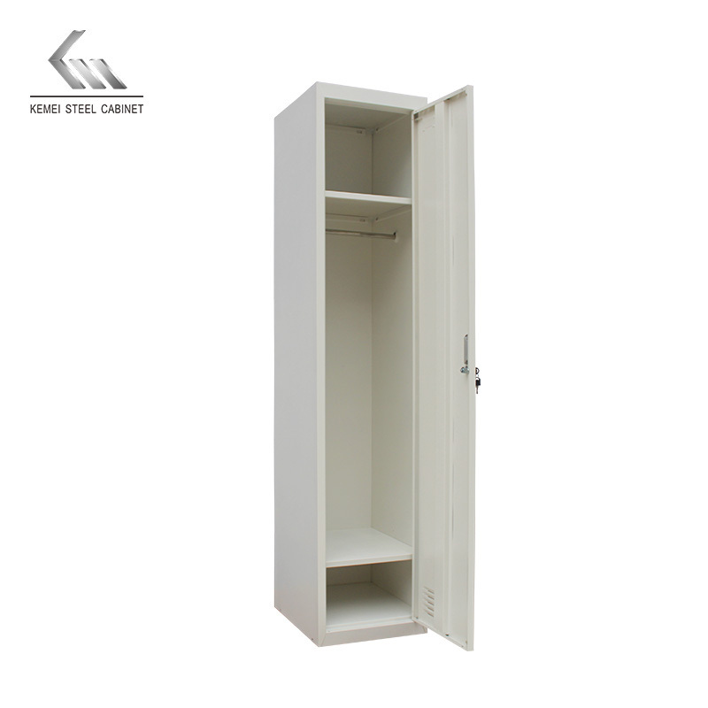 Modern Steel Gym Office 1 Door Locker Metal Clothing Locker Wardrobe With Black Plastic Handle