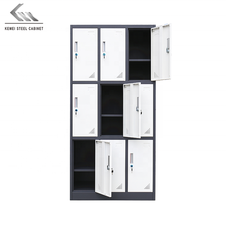 Hot Sale Sports Gym School 9 Doors Storage Locker Garage Organizer Steel Cabinet Lockers Metal Closet Worker Locker