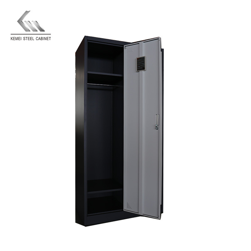 Modern clothing cupboard 2 Door Metal Steel Shape Wardrobe Cabinet With Mirror And Key Locker