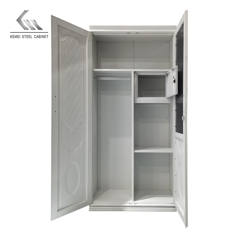 Clothes Cupboard Design Sliding Door Bedroom Storage Cupboard With Embossing Metal Wardrobe