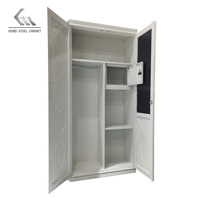 Clothes Cupboard Design Sliding Door Bedroom Storage Cupboard With Embossing Metal Wardrobe