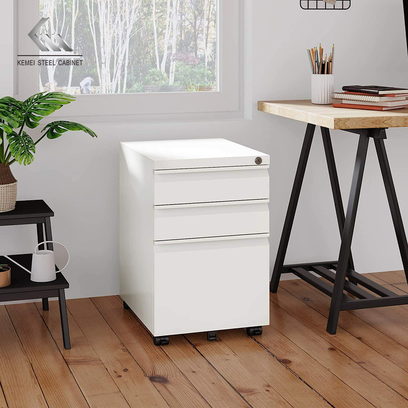 Office Furniture New Fashion Design Metal Mobile File Cabinet 3 Drawers Steel Movable File Storage Cabinet