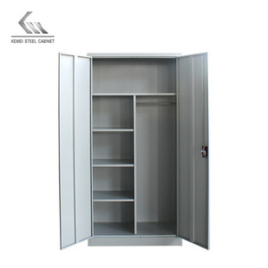 Modern dark gray and white general use steel 2 metal door clothing cupboard lcoker/wardrobe with mirror